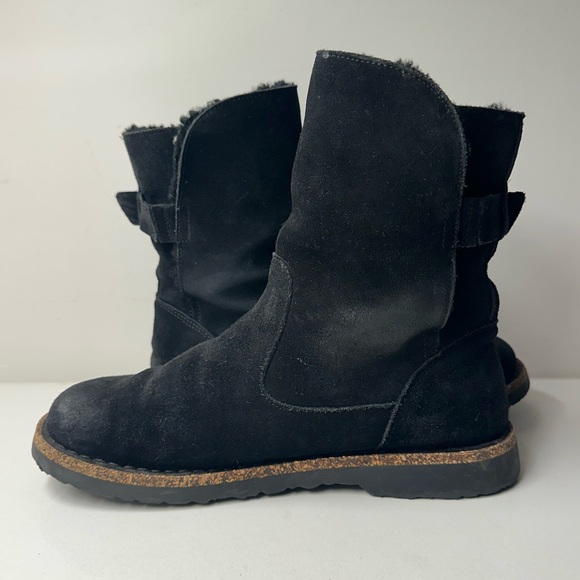 Birkenstock Uppsala Shearling Boots Black Suede Lined Classic Women's EU 39 US 8 - Picture 5 of 13